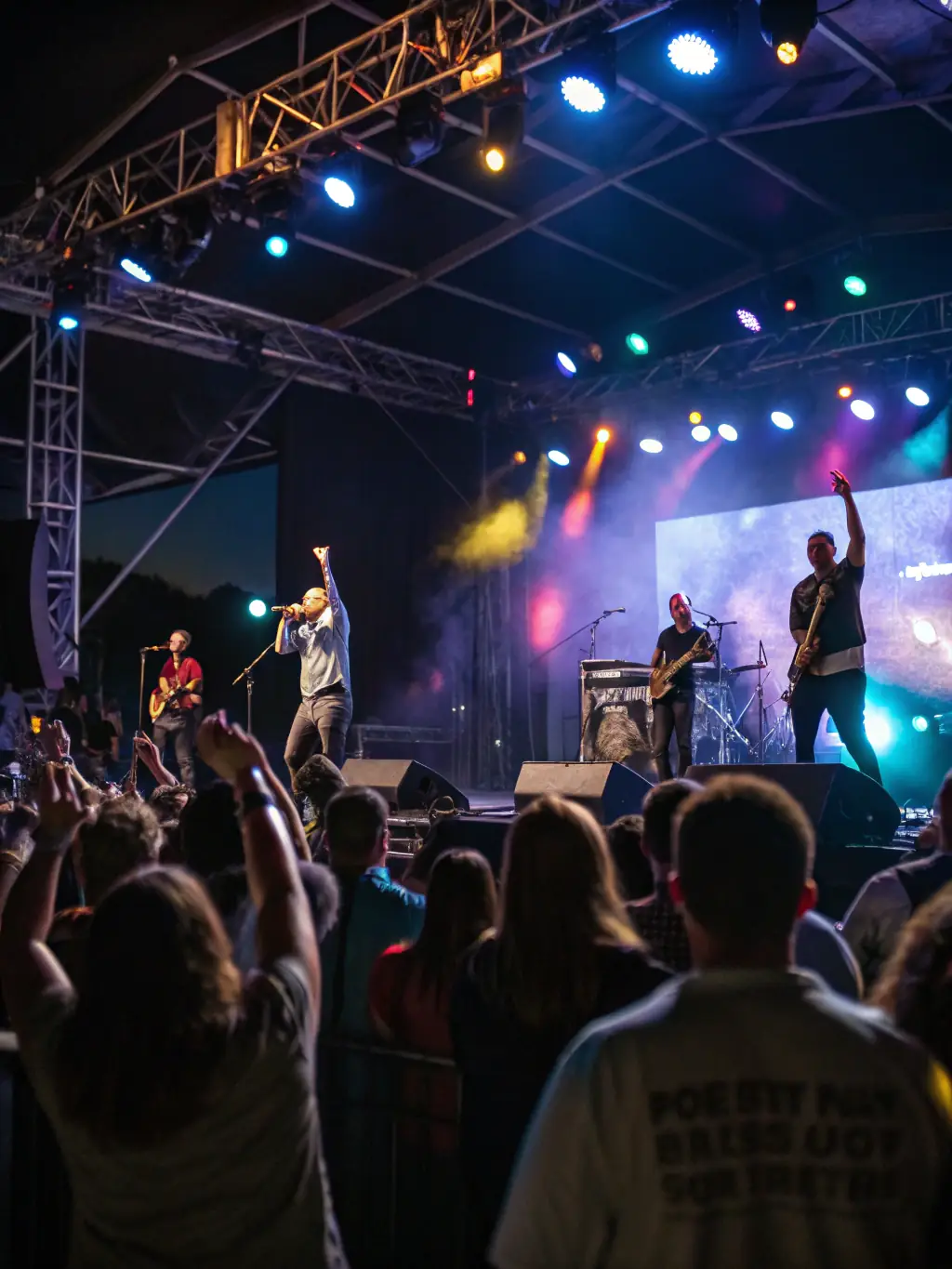 A vibrant scene from a live music event organized by MYSTIKAL MAN RECORDS, capturing the energy and community engagement.